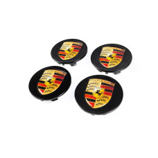 Заглушки на диски 76/71мм черные (комплект 4 шт) для Porsche