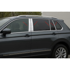 Молдинги дверних стійок (10 шт, нерж.) для Volkswagen Tiguan 2016-2023 рр