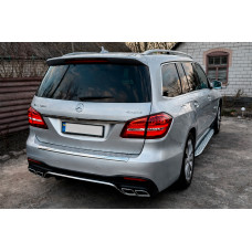 Задній дифузор GLS63 AMG (з насадками Chrome) для мерседес GL/GLS сlass X166 2012-2019 рр