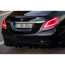 Задній дифузор з насадками (Дизайн C43) для мерседес C-сlass W205 2014-2021 рр