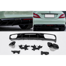 Задній дифузор з насадками Black (2015-2018, Дизайн GT63) для мерседес CLS C218 рр