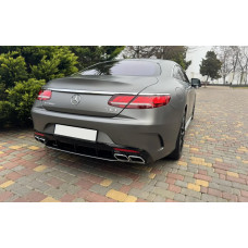 Задній дифузор з насадками Silver (2018-2020) для мерседес S-class C217 Coupe рр