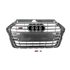 Передня решітка S-style (2016-2020, сіра з хромом) для Ауди A3 рр