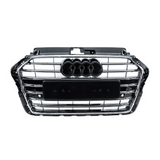 Передня решітка S-style (2016-2020 чорний з хромом) для Ауди A3 рр