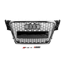 Передня решітка RS-style V-2 (2007-2011, чорна з хромом) для Ауди A4 B8 рр