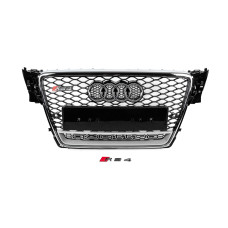 Передня решітка з написом Quattro RS-style (2007-2011, чорна) для Ауди A4 B8 рр