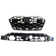 Передня решітка RS-style (2024- сіра з хромом) для Ауди A6 C8 2018- рр