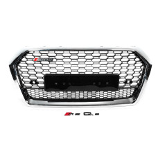 Передняя решетка RSQ-Style без логотипа (2017-2020, черная с хромом) для Ауди Q5