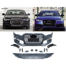Передній бампер з чорною решіткою RS6-Style (2014–2017) для Ауди A6 C7 2011-2017 рр