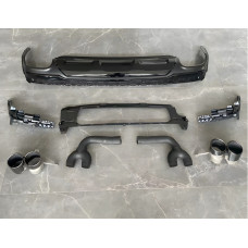 Задній дифузор з насадками QRS-Style (2020-2025 Чорний) для Ауди Q7 2015- рр