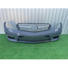 Передній бампер 2011-2014 AMG C63 з решіткою Diamond Silver для мерседес C-class W204 рр