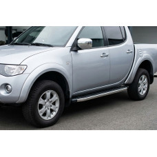 Бокові пороги BlackLine (2 шт алюміній) для Mitsubishi L200 2015-2024 рр