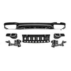 Задній дифузор з насадками E63-Design Silver (для AMG/AMG-Line 2016-2020) для мерседес E-сlass W213 рр