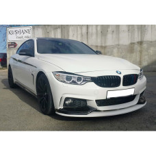 Накладка на передній бампер DPT Flap V-3 (для M-Sport, чорний глянець) для бмв 4 серія F32/F33/F36 2012-2020 рр