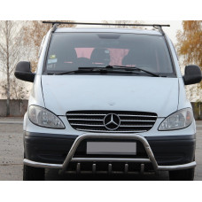 Кенгурятник WT003 з вусами (нерж.) для мерседес Vito W639 2004-2014 рр