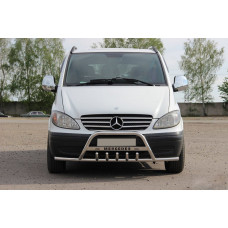 Кенгурятник WT004-Plus з вусами (нерж.) для мерседес Vito W639 2004-2014 рр
