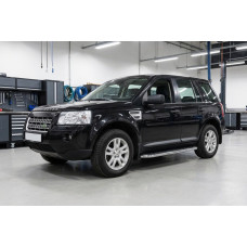 Бокові пороги Maydos V1 (2 шт., Алюміній -2026 нерж) для Land Rover Freelander II 2006-2014 рр