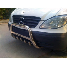 Кенгурятник WT003/004 (нерж.) 60мм з написом для мерседес Viano 2004-2014 рр