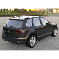 Бокові пороги Allmond Black (2 шт., алюміній) для Volkswagen Touareg 2010-2018 рр