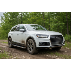 Бокові пороги Tayga Grey (2 шт. Алюміній) для Ауди Q7 2015-2026 рр