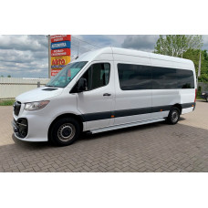 Бокові пороги Maya V2 (2 шт., алюміній) Long/ExtraLong для мерседес Sprinter W907/W910 2018- рр