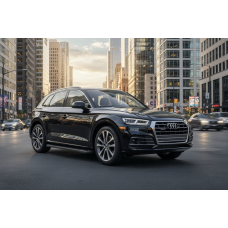 Бокові пороги Allmond Black (2 шт., Алюміній) для Ауди Q5 2017-2025 рр