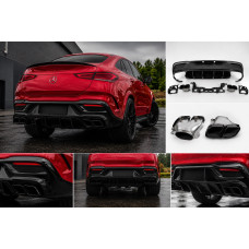 Задній дифузор з насадками Black (дизайн GLE63) для мерседес GLE coupe C167 2019- рр