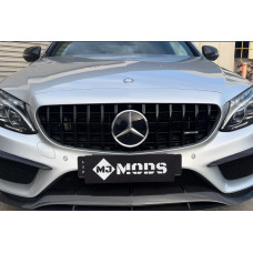 Передня решітка Panamericana GT Black (для Avantgarde/AMG-Line/C43 AMG) 2014-2021 без камери для мерседес C-сlass W205 рр