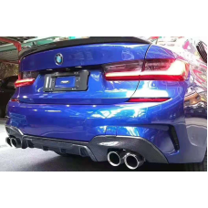 Дифузор заднього бампера (для M-Sport 2018-2022, під прямокутні насадки, ABS) для бмв 3 серія G20/G21 2018- рр