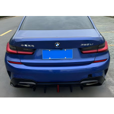 Дифузор заднього бампера B-Style LED (для M-Sport 2018-2022, ABS) для бмв 3 серія G20/G21 2018- рр