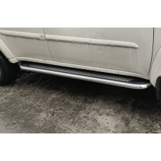Бокові пороги Maydos V2 (2 шт. алюміній -2026 нерж) для Mitsubishi Pajero Sport 2008-2015 рр