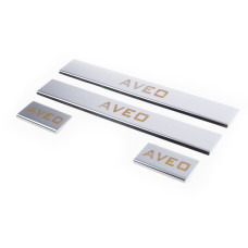 Накладки на пороги Carmos V1 (4 шт нерж.) для Chevrolet Aveo T300 2011-2020 рр