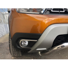 Накладки на противотуманки (2 шт. нерж) Carmos - Турецька сталь для Renault Duster 2018-2024 рр