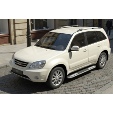 Бокові пороги Tayga V2 (2 шт. алюміній) для Chery Tiggo 1 2005-2016 рр