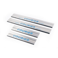 Накладки на пороги Carmos V2 (4 шт нерж) для Ford Courier 2014-2023 рр