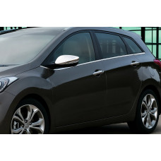 Накладки на дзеркала з вирізом під поворот (2 шт) OmsaLine - Італійська нержавійка для Hyundai I-30 2012-2017 рр