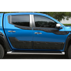 Молдинг дверних стійок (6 шт, нерж) для Mitsubishi L200 2006-2015 рр