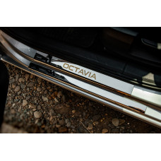 Накладки на пороги Carmos V1 (8 шт. нерж.) для Skoda Octavia III A7 2013-2019 рр