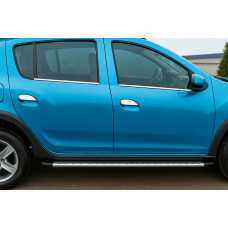 Зовнішня окантовка вікон (4 шт. нерж.) Carmos - Турецька сталь для Dacia Sandero 2007-2013 рр