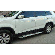 Бокові пороги Mevsim Grey (2 шт. Алюміній) 2010-2013 для Kia Sorento II XM рр