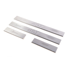 Накладки на пороги (Carmos V2 4 шт нерж) для Peugeot 407 2004-2011 рр