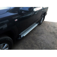 Бокові пороги Allmond Grey (2 шт., алюм) для Volkswagen Amarok 2010-2022 рр
