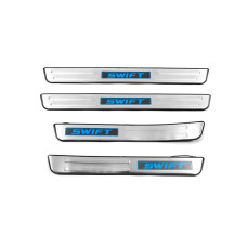 Накладки на пороги Libao LED (4 шт нерж) для Suzuki Swift 2010-2017 рр