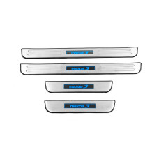 Накладки на пороги Libao LED (4 шт нерж) для Mazda 3 2009-2013 рр