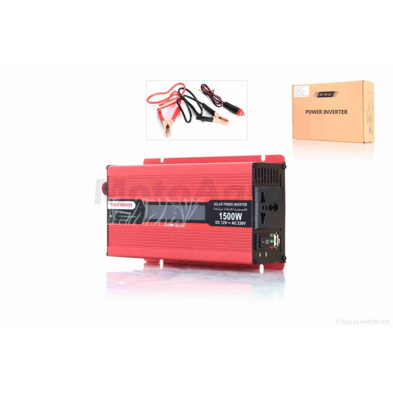 Інвертор AC/DC-12V/220V, 1500/3000W, LCD екран, 1хUSB  2.1A, одна розетка  #ATPI-3