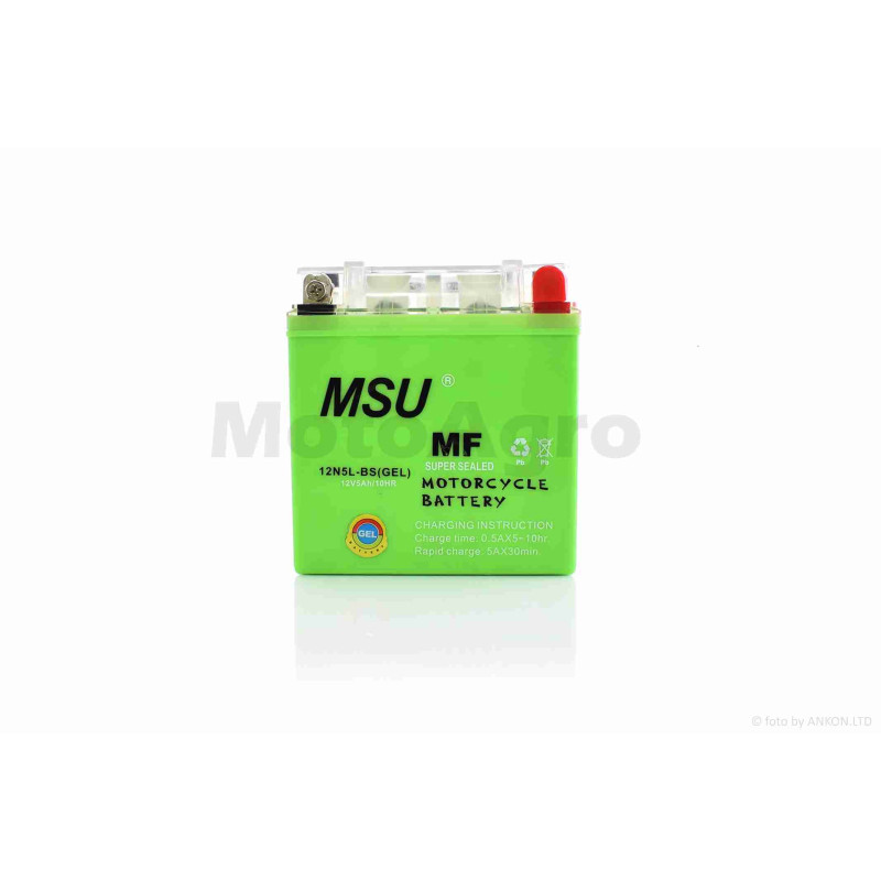 Акумулятор  GEL  12V  5A  119-60-129mm, високий  12N5L-BS  (YB5L-BS)  "MSU"  (2026)