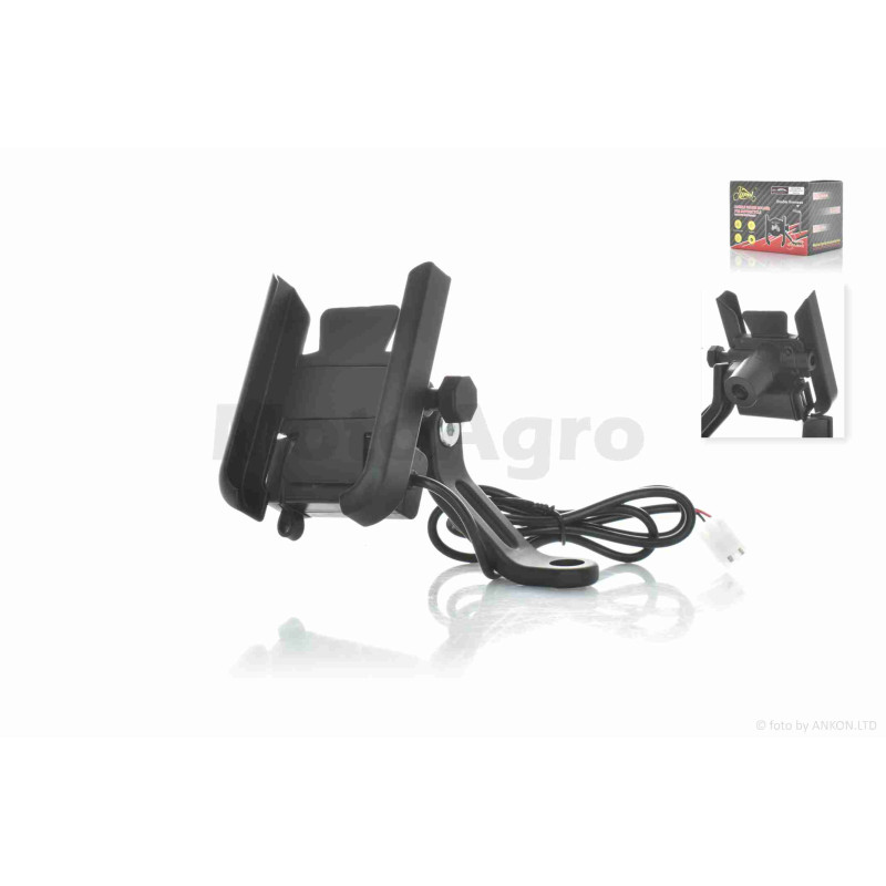 Тримач для телефону  кріплення під дзеркало алюмінієвий, #M3-1  USB  (чорний)