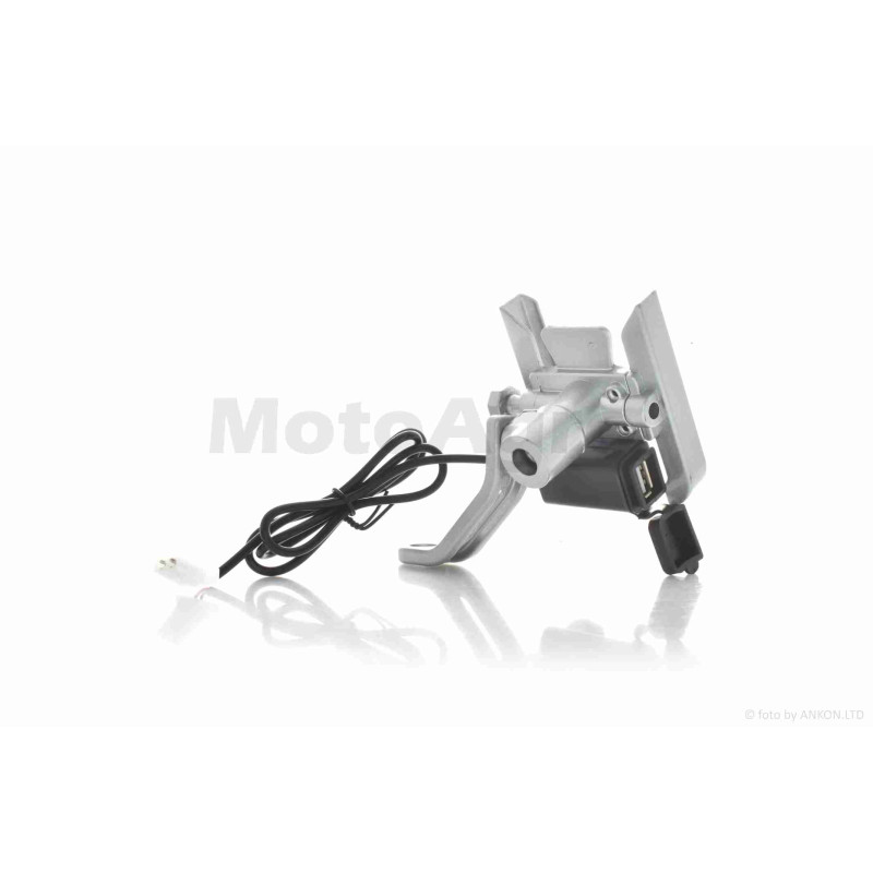 Тримач для телефону  кріплення під дзеркало алюмінієвий, #M3-1  USB  (сірий)