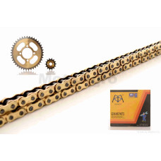 Зірки трансмісії пара на мопед дельта 428H-14/41 +ланцюг 98L "KDMOTO" (GOLD)