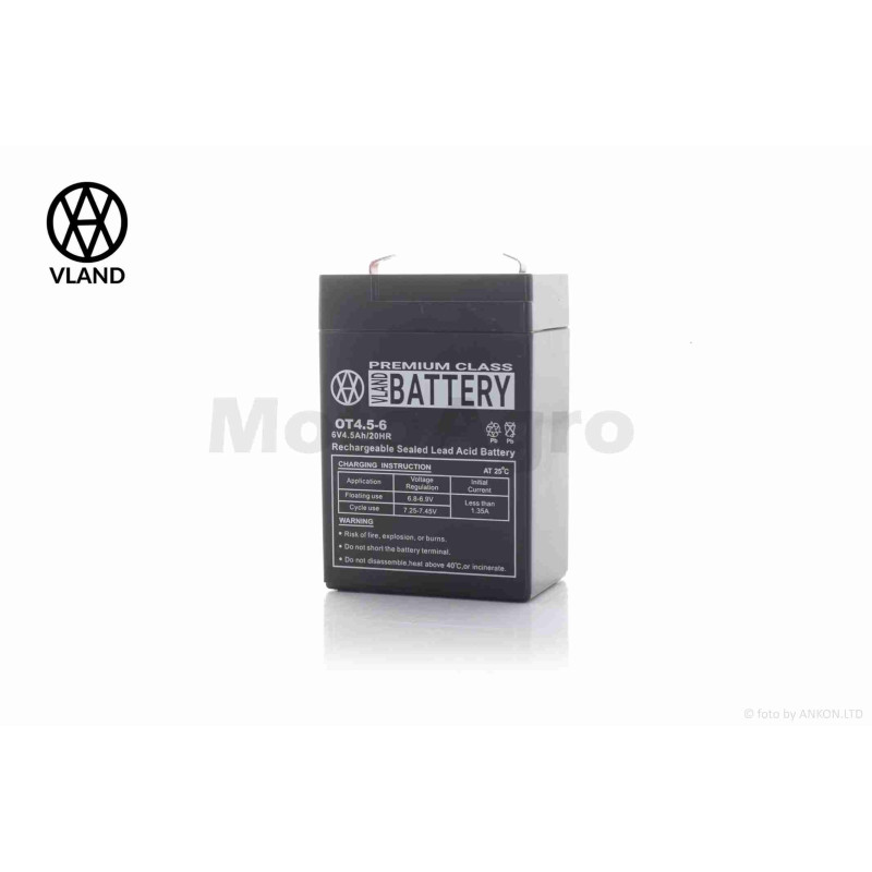 АКБ  SLA  6V 4.5A  70-48-100-106mm  OT4.5-6  "VLAND"  (2026)